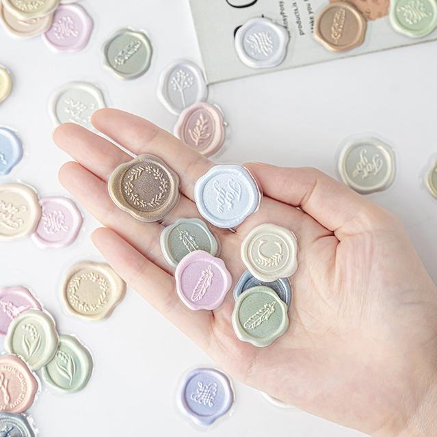 【小薰選品】台灣現貨 火漆封印 裝飾貼 浮雕貼紙 火漆貼紙 封口貼 信封貼紙 手帳貼紙 裝飾貼紙 喜帖貼紙-細節圖5