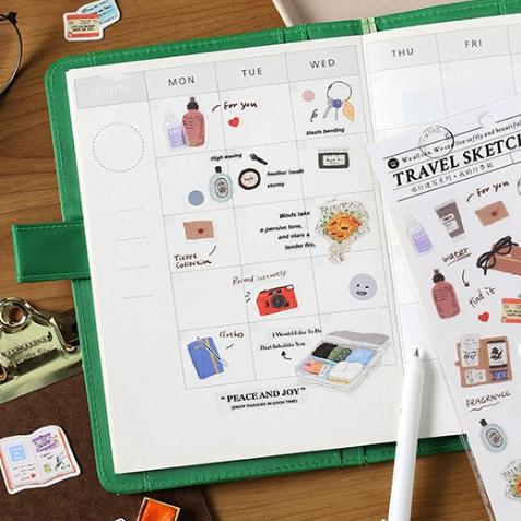 【小薰選品】台灣現貨 旅行速寫系列 和紙 貼紙 旅行 小物 手賬 裝飾 diy 小貼畫 雜誌 城市 水彩插畫-細節圖4