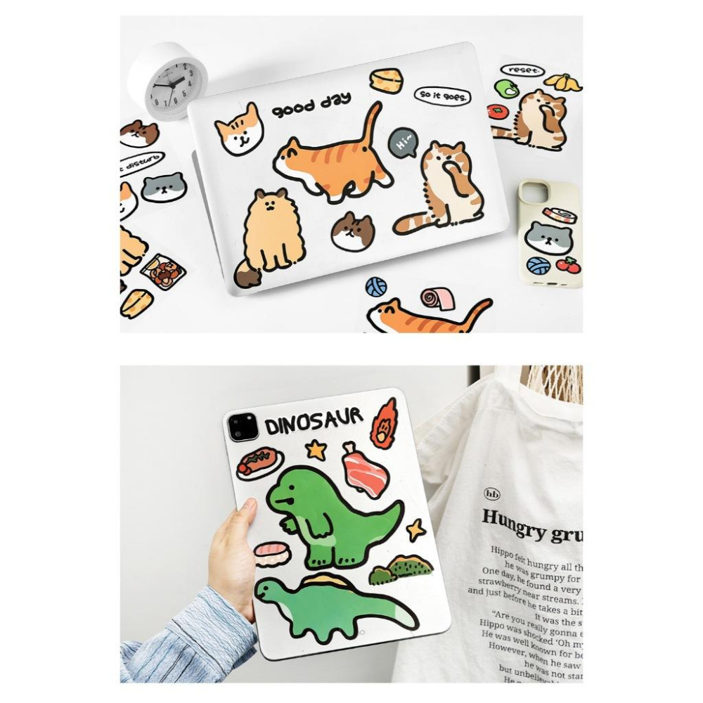 【小薰選品】台灣現貨 陪你可愛系列 加大防水貼紙 行李箱貼紙 大貼紙 筆電貼紙 手機貼紙 DIY貼紙組-細節圖5
