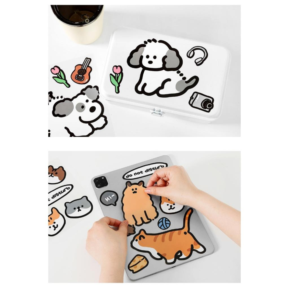 【小薰選品】台灣現貨 陪你可愛系列 加大防水貼紙 行李箱貼紙 大貼紙 筆電貼紙 手機貼紙 DIY貼紙組-細節圖6
