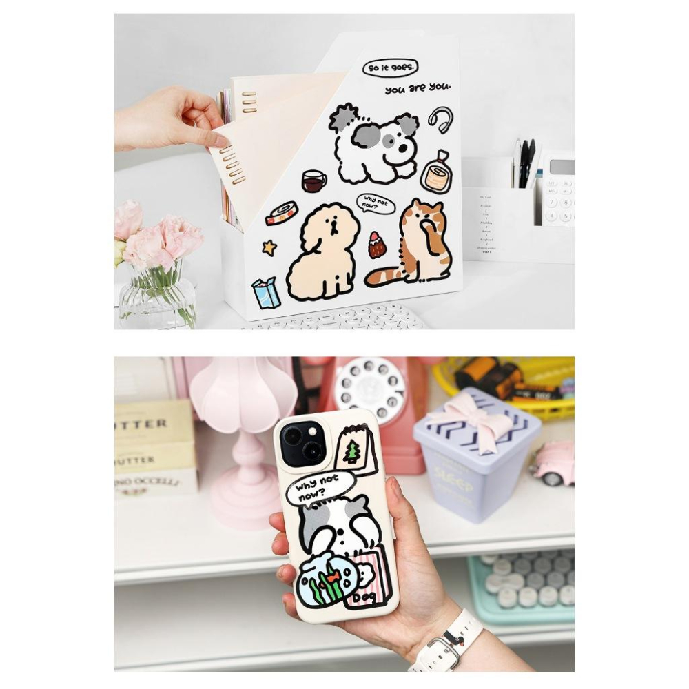 【小薰選品】台灣現貨 陪你可愛系列 加大防水貼紙 行李箱貼紙 大貼紙 筆電貼紙 手機貼紙 DIY貼紙組-細節圖7