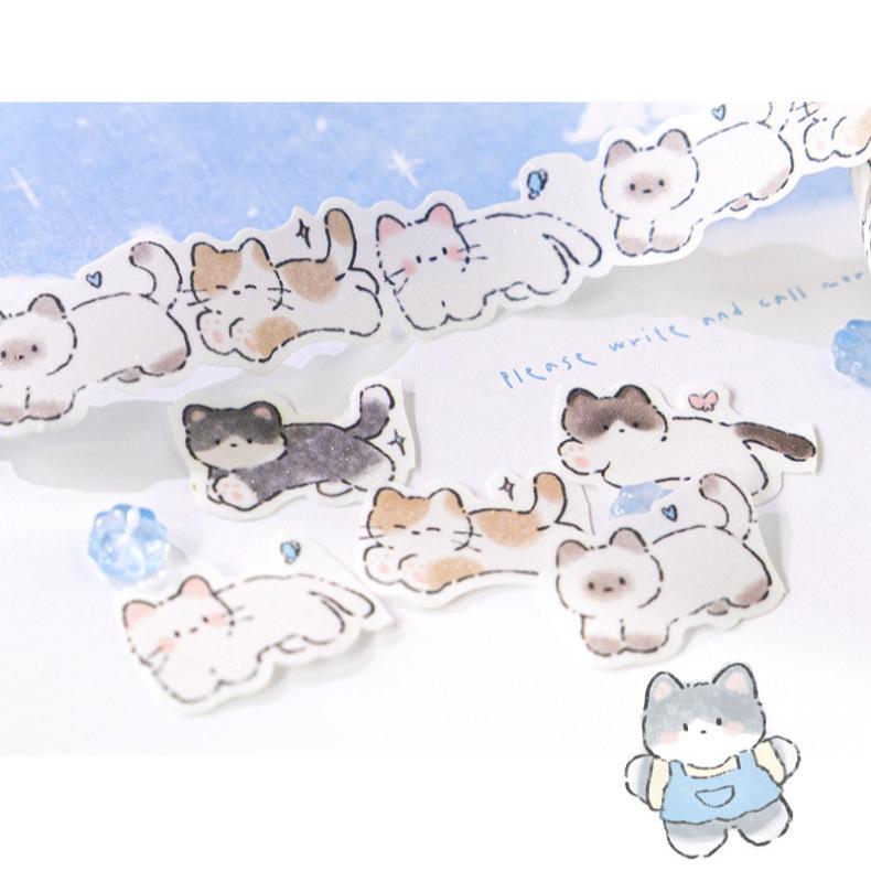 【小薰選品】台灣現貨 陌墨 貓咪扭蛋系列 膠帶 貓咪貼紙 手帳膠帶 貓掌 貓背影膠帶 貼紙包-細節圖3