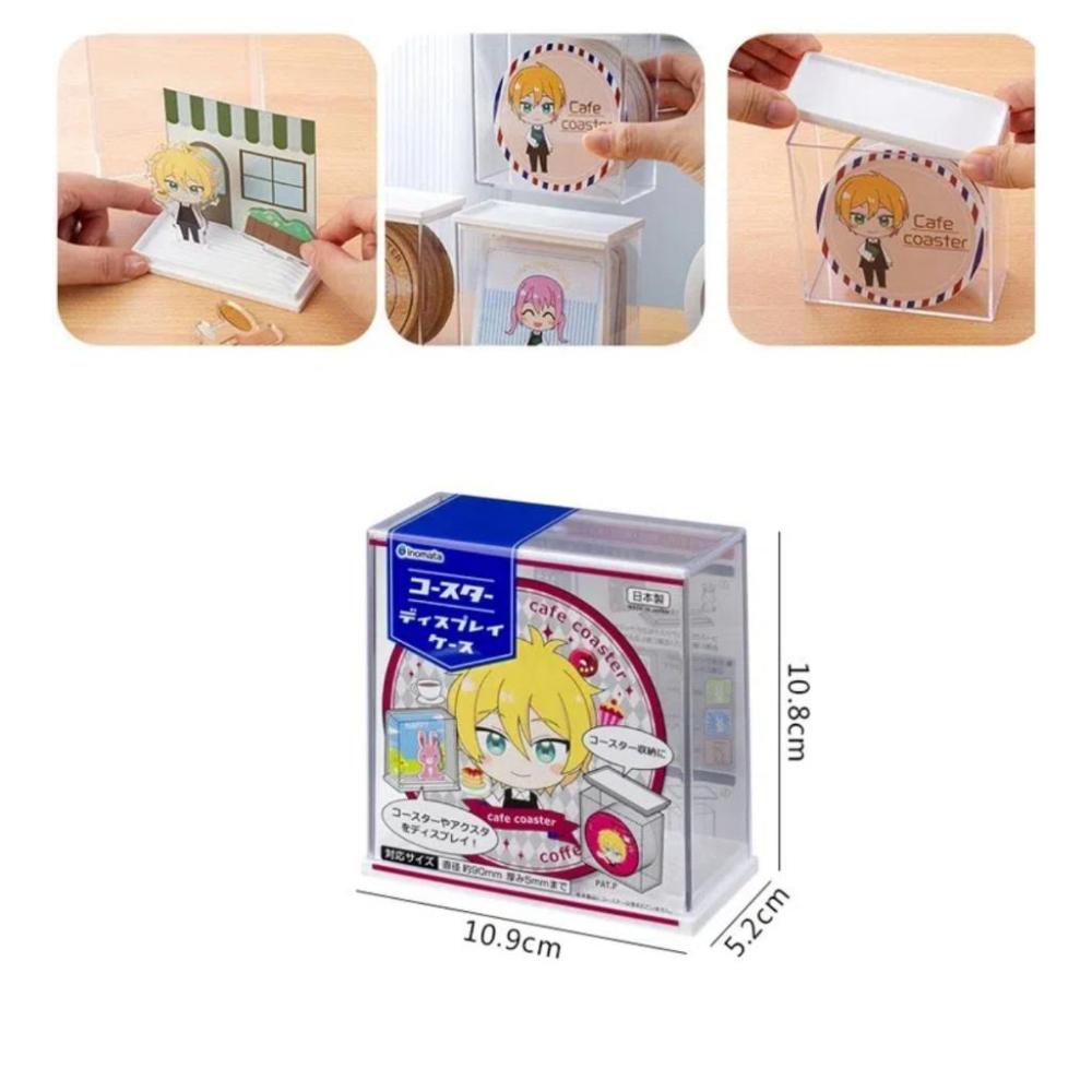 【小薰選品】日本製 INOMATA 徽章 杯墊 公仔 咕卡 立牌 置物盒 展示架 收納盒 展示盒 收藏盒 壓克力展示架-細節圖8
