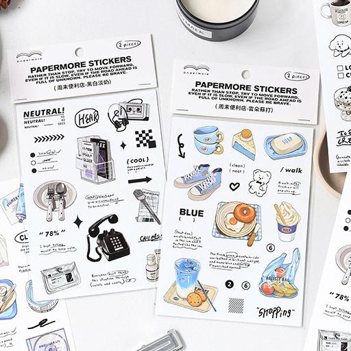 【小薰選品】台灣現貨 週末便利店 貼紙 手帳貼紙 素材貼紙 裝飾貼紙 簡約貼紙 銅版貼紙 插畫貼紙 裝飾貼紙 拼貼素材-細節圖7