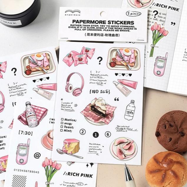 【小薰選品】台灣現貨 週末便利店 貼紙 手帳貼紙 素材貼紙 裝飾貼紙 簡約貼紙 銅版貼紙 插畫貼紙 裝飾貼紙 拼貼素材-細節圖8