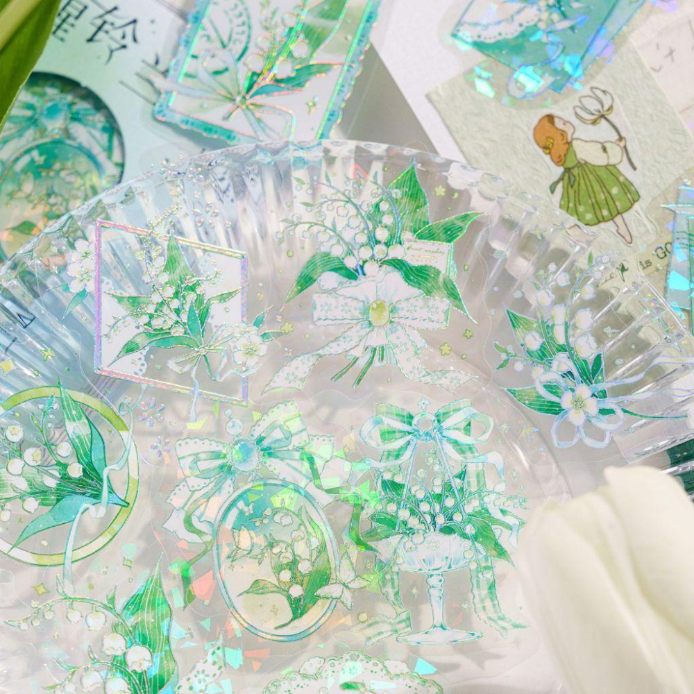 【小薰選品】台灣現貨 陌墨 流光浮繪曲 立體燙印 貝殼光 貼紙 花卉貼紙 手帳貼紙 裝飾貼紙 蝴蝶 花窗-細節圖3