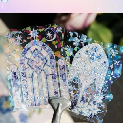 【小薰選品】台灣現貨 陌墨 流光浮繪曲 立體燙印 貝殼光 貼紙 花卉貼紙 手帳貼紙 裝飾貼紙 蝴蝶 花窗-細節圖5