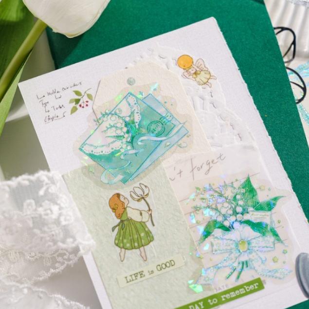 【小薰選品】台灣現貨 陌墨 流光浮繪曲 立體燙印 貝殼光 貼紙 花卉貼紙 手帳貼紙 裝飾貼紙 蝴蝶 花窗-細節圖8