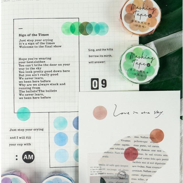 【小薰選品】Infeel.me 台灣現貨 水果硬糖 紙膠帶 彩色圓點 標記貼紙 水彩暈染 裝飾貼紙 手帳貼紙 手作貼紙-細節圖2