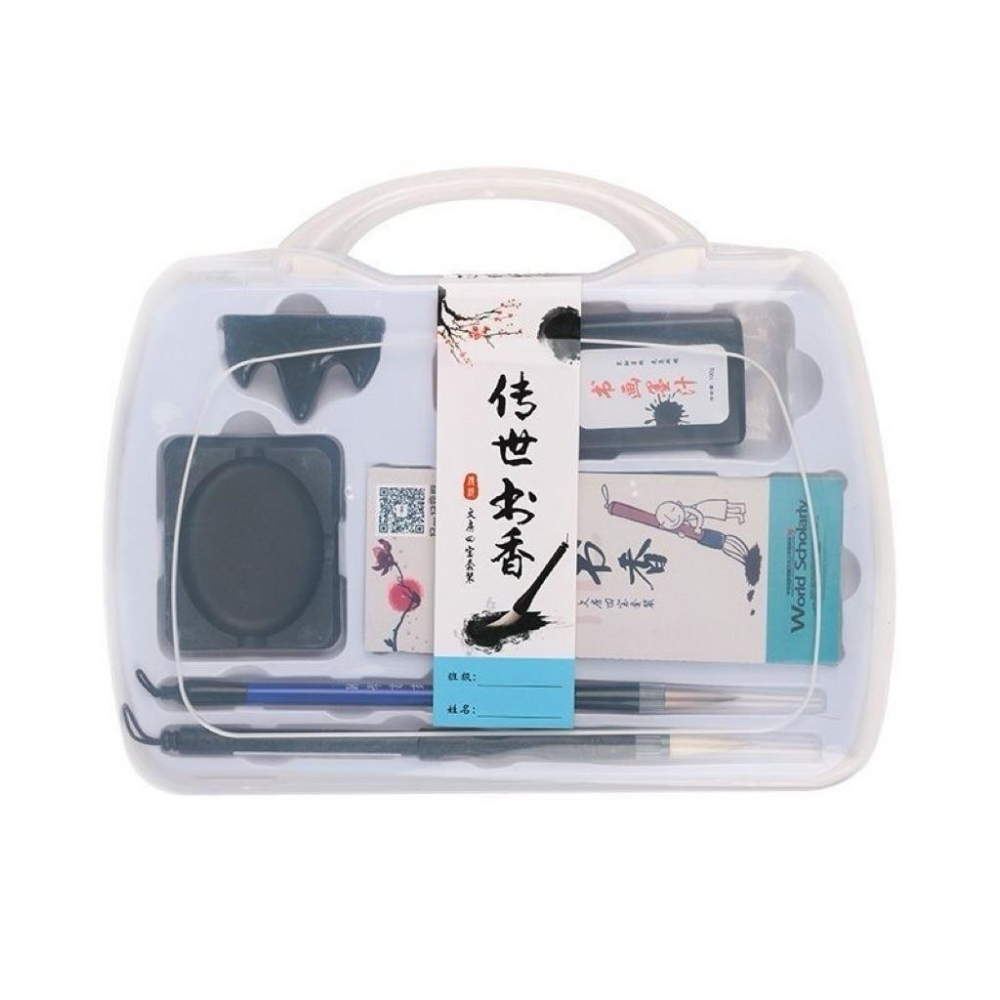 台灣 文房四寶 書法 套裝組 毛筆 宣紙 毛氈 毛邊紙 毛筆 正姿毛筆 水寫布 臨摹字帖 墨汁 收納盒組-細節圖7