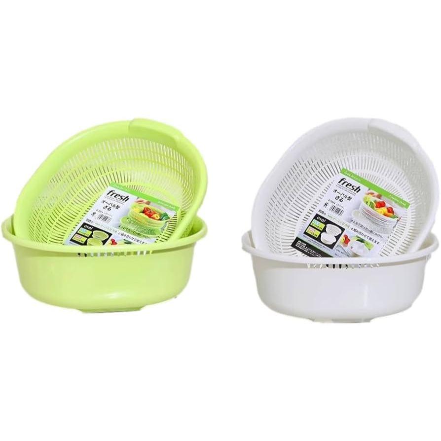 日本 日本製 Fresh 洗菜盆 濾水盆 洗菜籃 橢圓型 媽媽必備-細節圖2