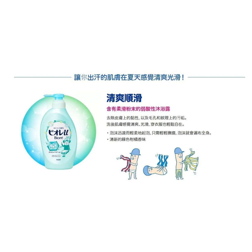 日本 KAO 花王 Biore u 弱酸性 沐浴乳 保濕 滋潤 清爽 沐浴露 沐浴乳 480ml-細節圖4
