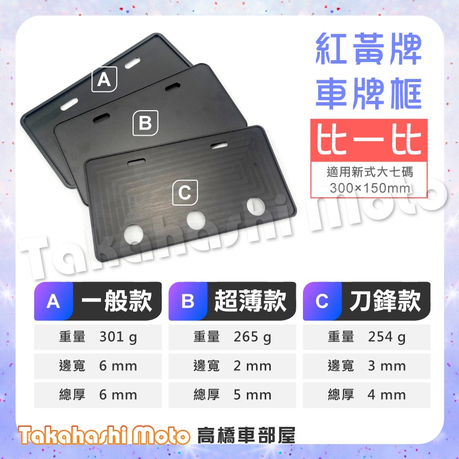 【超薄邊框】 重機車牌框 紅牌車牌框 黃牌車牌框 重型機車牌框 重型機車 大型重型機車 紅牌 黃牌 高橋車部屋-細節圖2