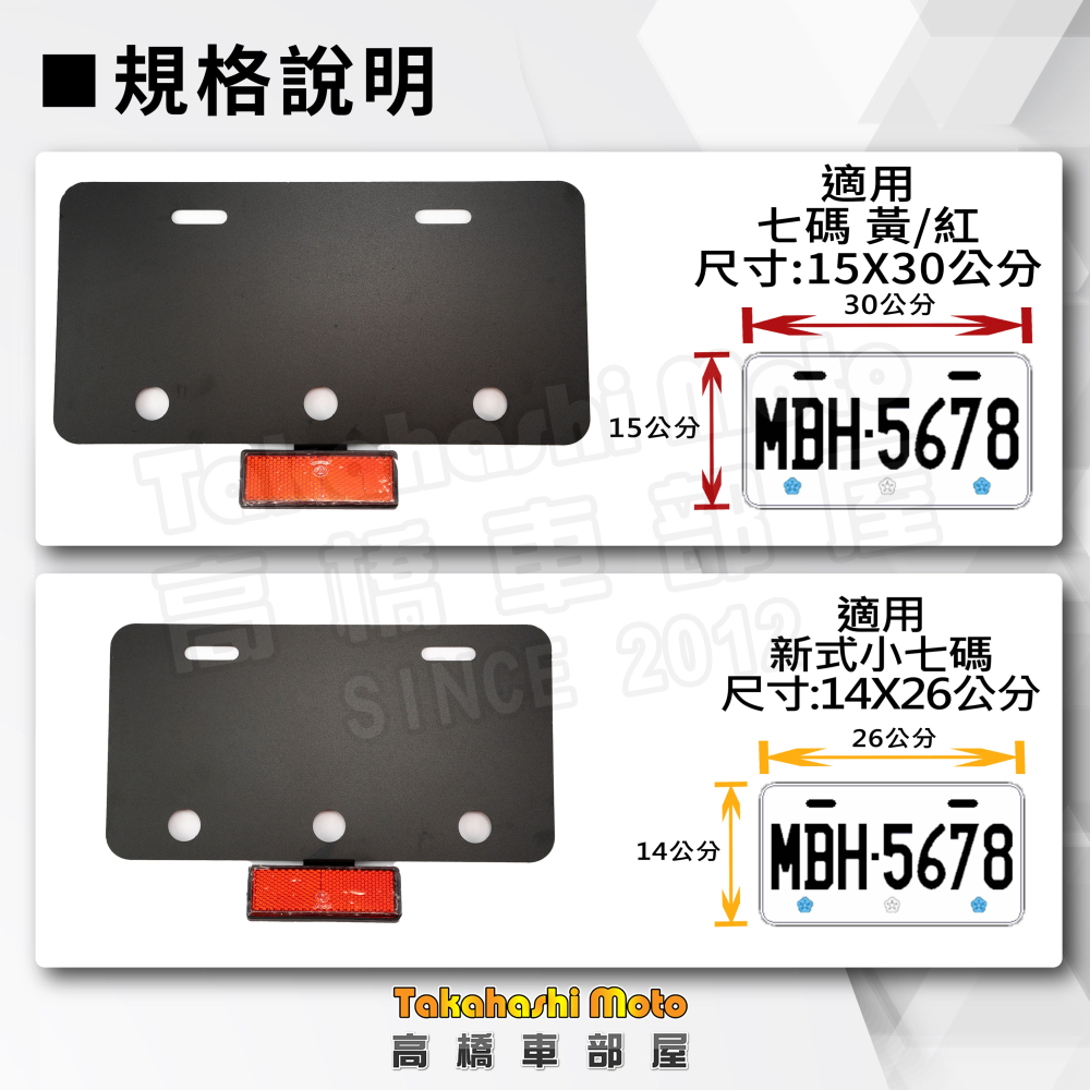 【驗車幫手】 反光片車牌框 車牌 車牌框 強化底板 機車車牌框 延伸反光片 小七碼 五碼 白牌 紅牌 黃牌 重機 短牌架-細節圖7