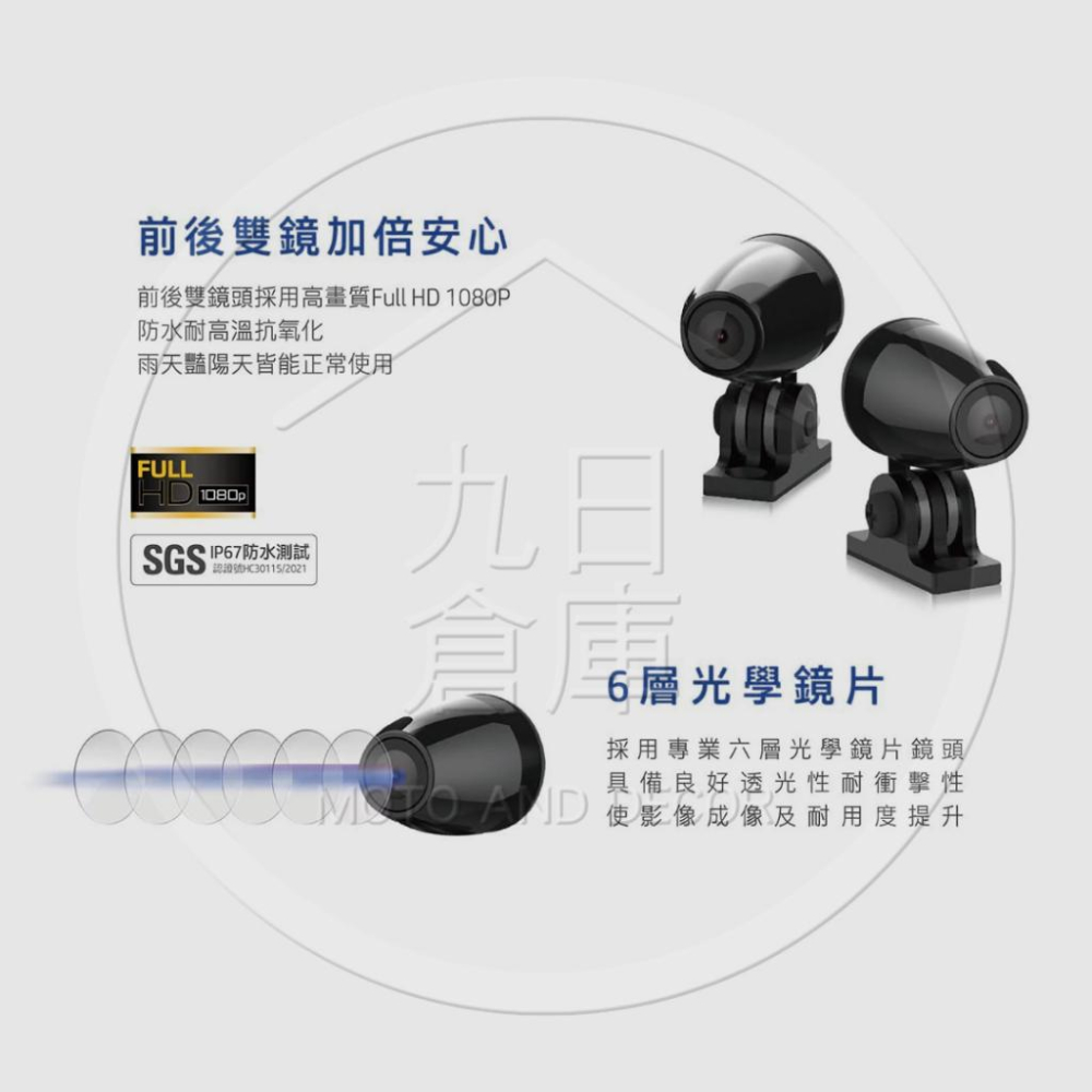【HP 惠普】 M500 高畫質雙鏡頭 數位機車行車記錄器 精裝版 贈64G記憶卡-細節圖4