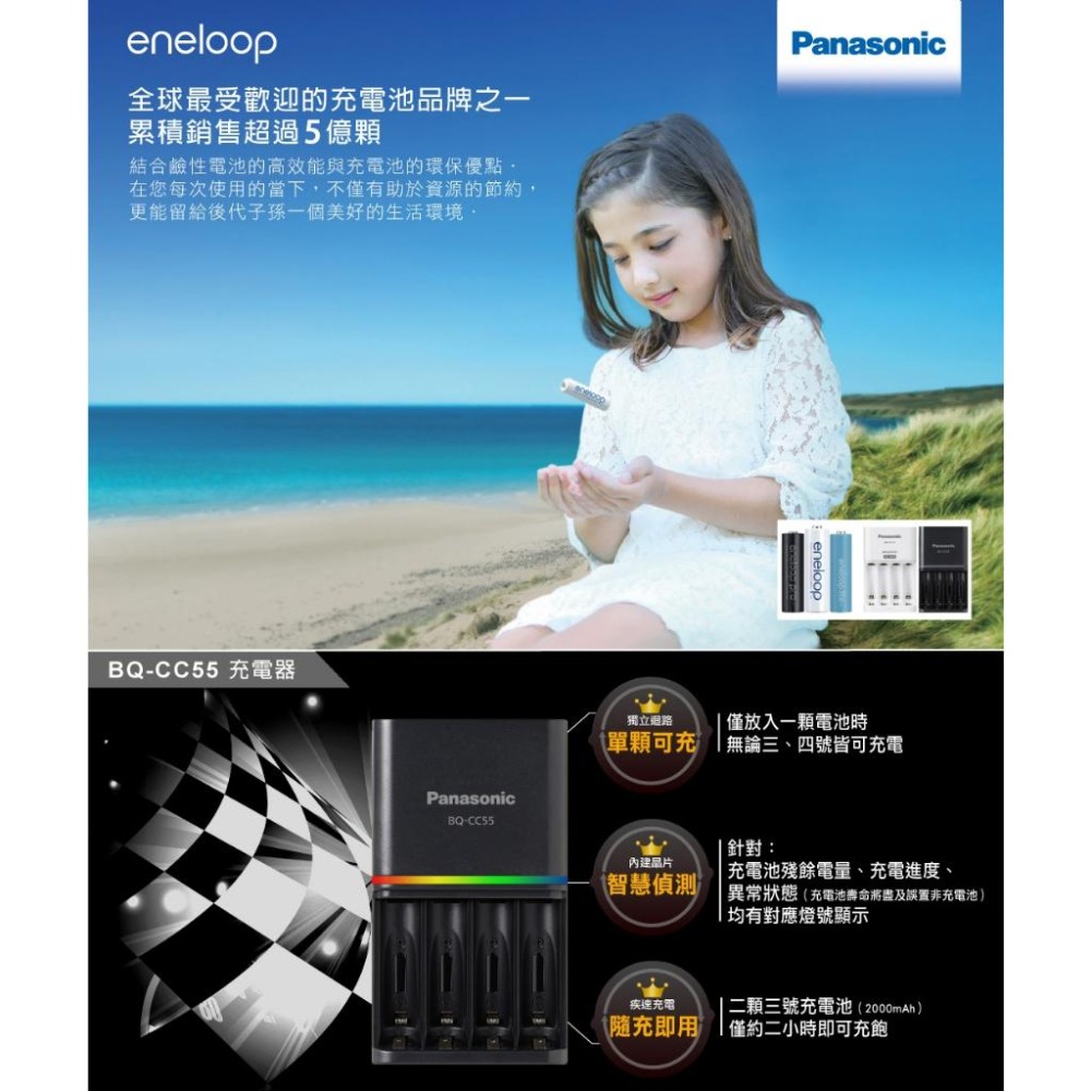 Panasonic 國際牌 公司貨 BQ-CC55 疾速智控型4槽充電器 插頭可摺平 收存方便-細節圖3
