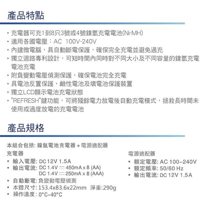 SANLUX 三洋 SYNC-LS08 8入LCD極速充電器 可充3號4號充電電池-細節圖6