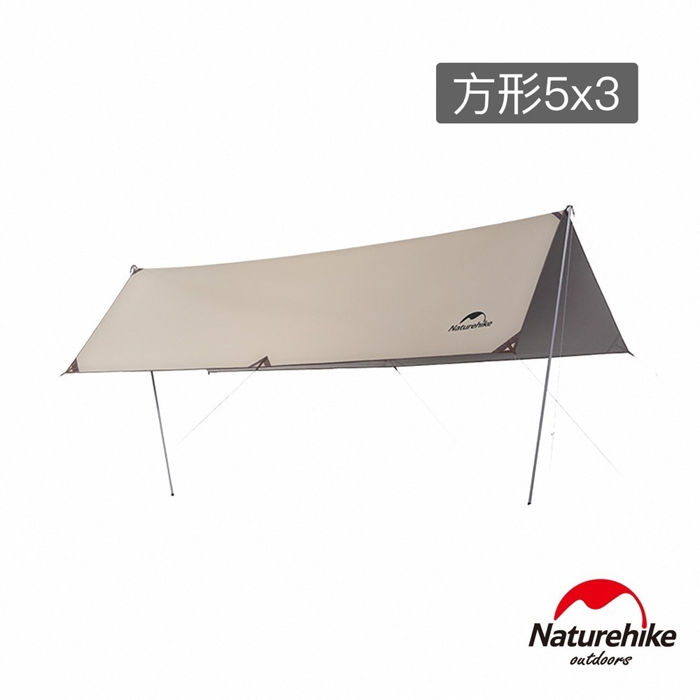 【Naturehike】硬山150D鈦黑膠防水遮陽天幕 附帳桿 方形5X3/六邊形 TM006｜台灣總代理公司貨-細節圖2