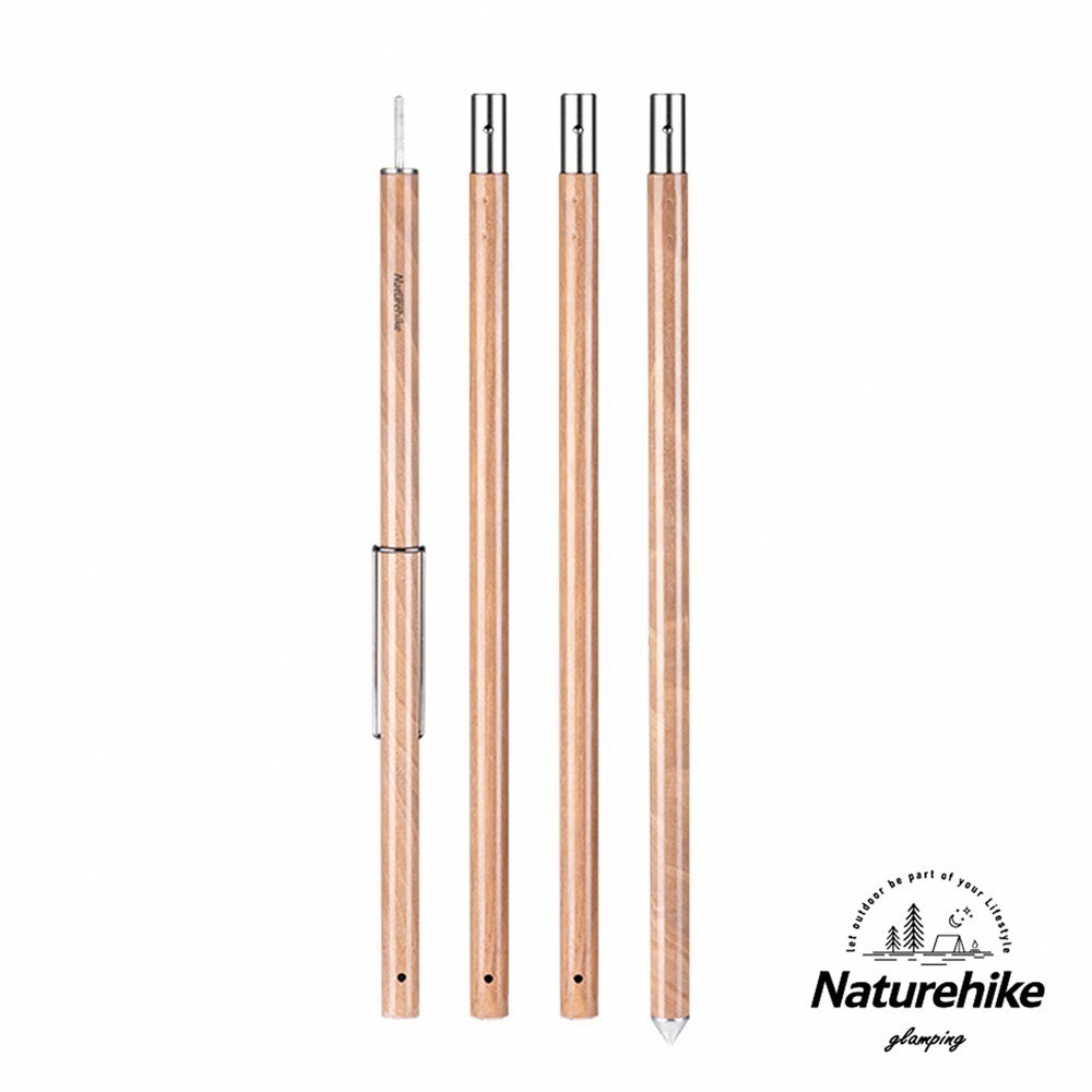 【Naturehike】戶外專業 2.4米四節加厚鋁合金天幕營柱 撐桿 木紋色 ｜台灣總代理公司貨-細節圖4