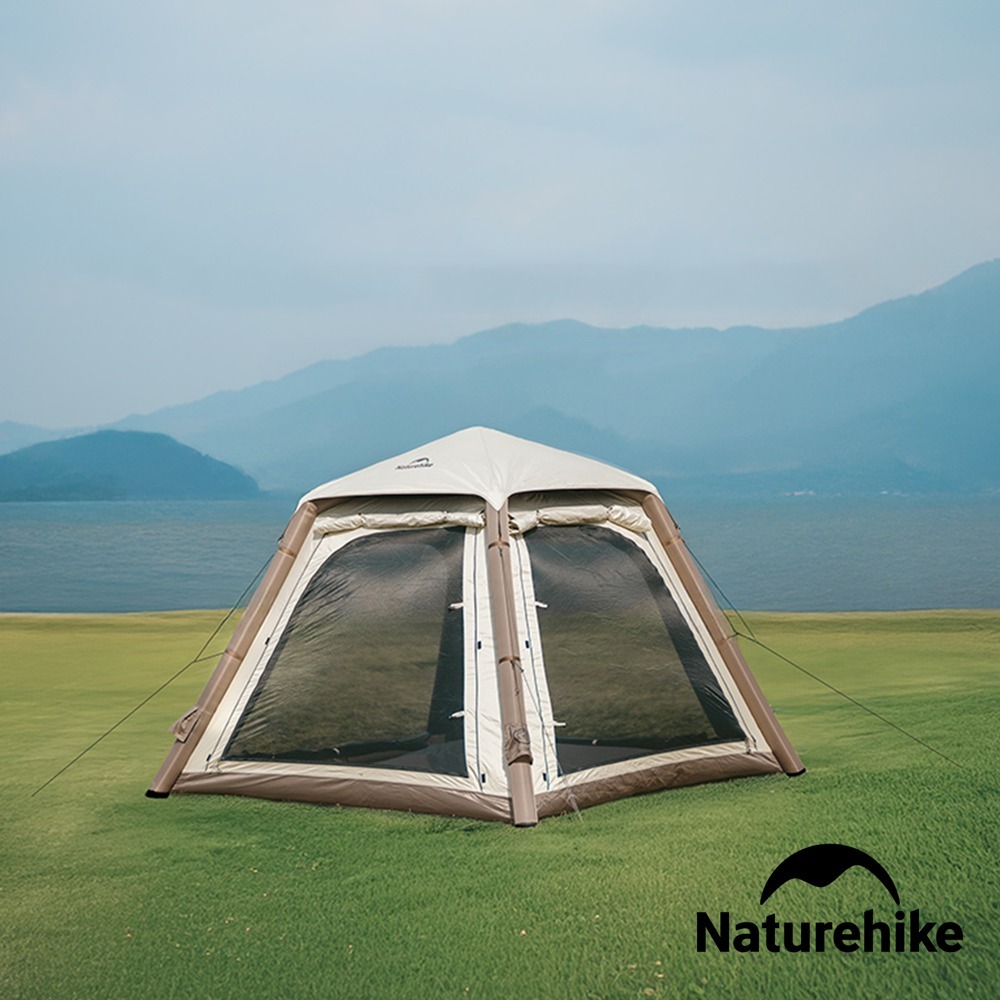 【Naturehike】Ango Air Pro抗UV一室一廳黑膠充氣帳篷+天幕3-4人 WS017｜台灣總代理公司貨-細節圖2