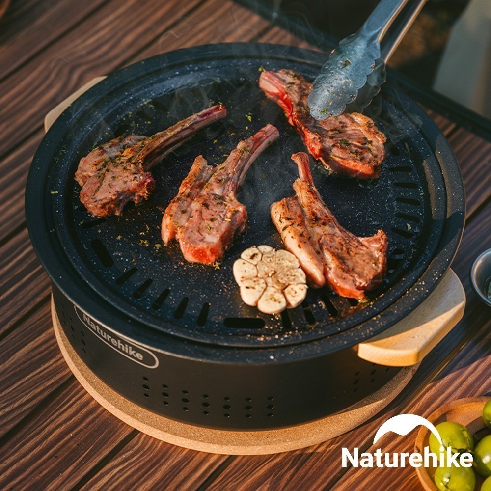 【Naturehike】墨煙桌面圓形燒烤爐 煎烤兩用款 CF010 ｜台灣總代理公司貨-細節圖2
