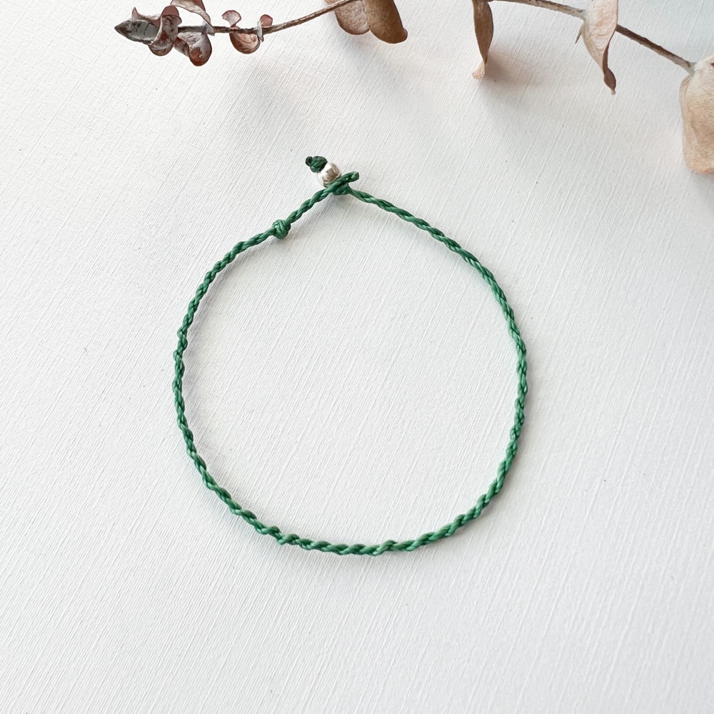 手工編織蠟繩-搭純銀珠釦-巴西蠟線手繩-細節圖5