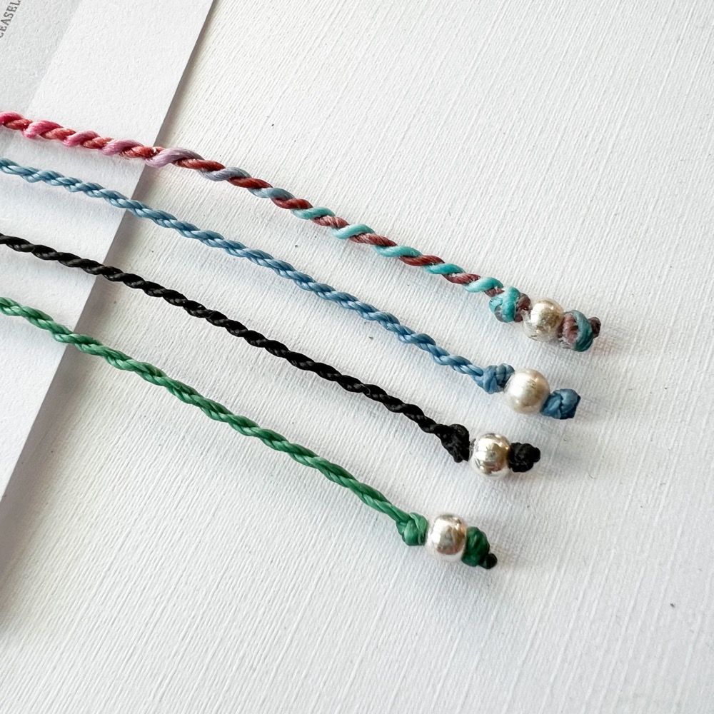 手工編織蠟繩-搭純銀珠釦-巴西蠟線手繩-細節圖6