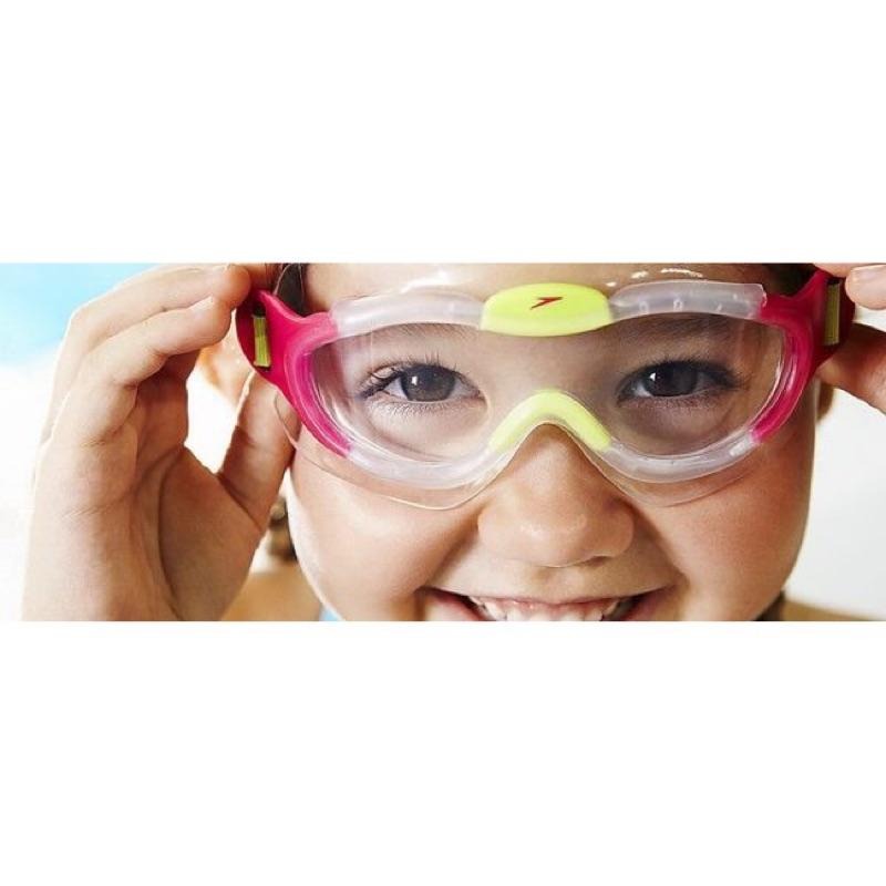◇ 羽球世家◇【兒童泳鏡】室內游泳 speedo 幼童 進階防霧面罩 2-6歲 蛙鏡 Sea Squad《廣角抗UV 》-細節圖4