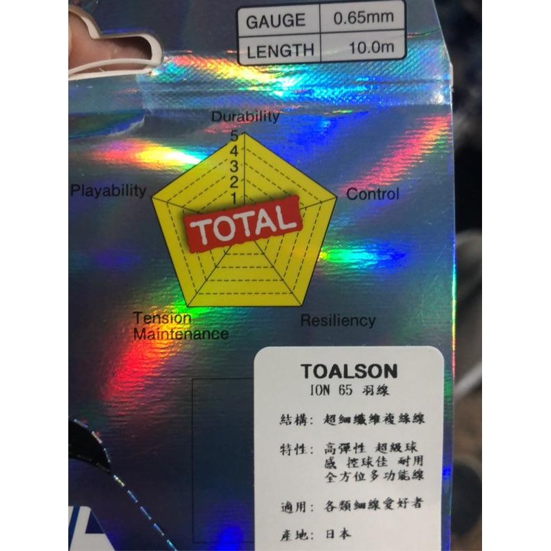 （羽球世家）日本製 神線 Toalson ION65 羽球線 全方位線種 0.65mm 滿分線種JP版 「促銷價」-細節圖7