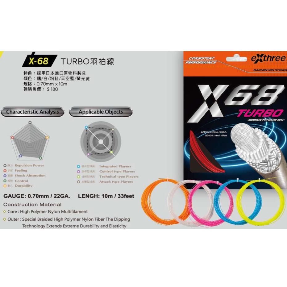 ◇ 羽球世家◇【線】超力EXTHREE羽球線X68 Turbo 《螺旋咬線 手感舒適 攻擊強化版》0.7mm-細節圖2