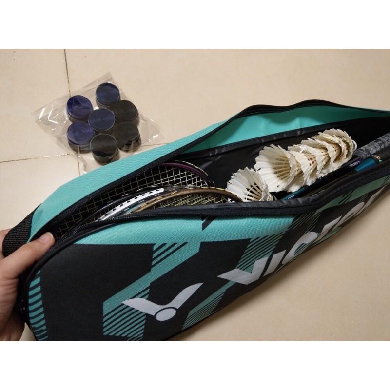 (羽球世家) 勝利Victor 羽球拍袋 專用 三支裝拍袋  黑綠 3隻裝袋 羽球袋-細節圖3