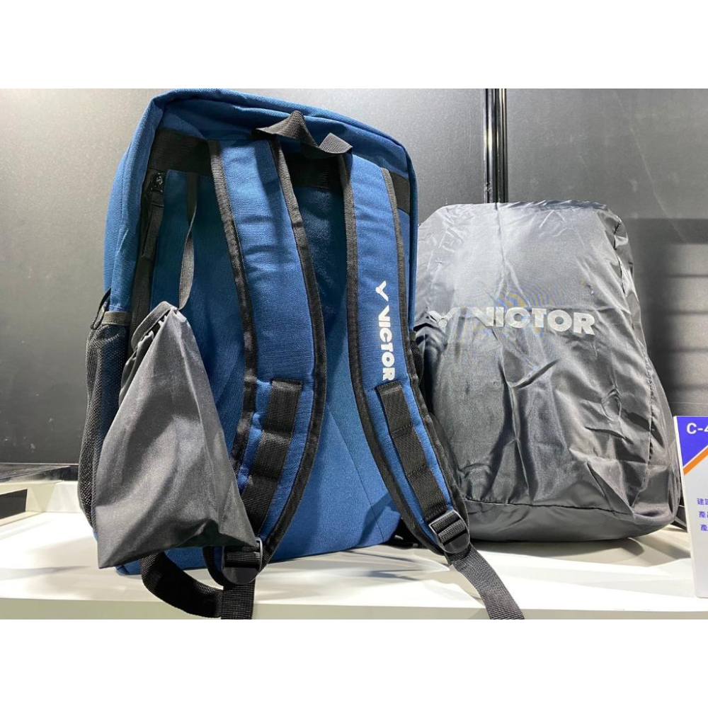 （羽球世家）勝利 BR-2001 後背包 中性款 羽球拍袋  附防水罩/球拍套 黑/藍 系列  簡約魅力-細節圖3