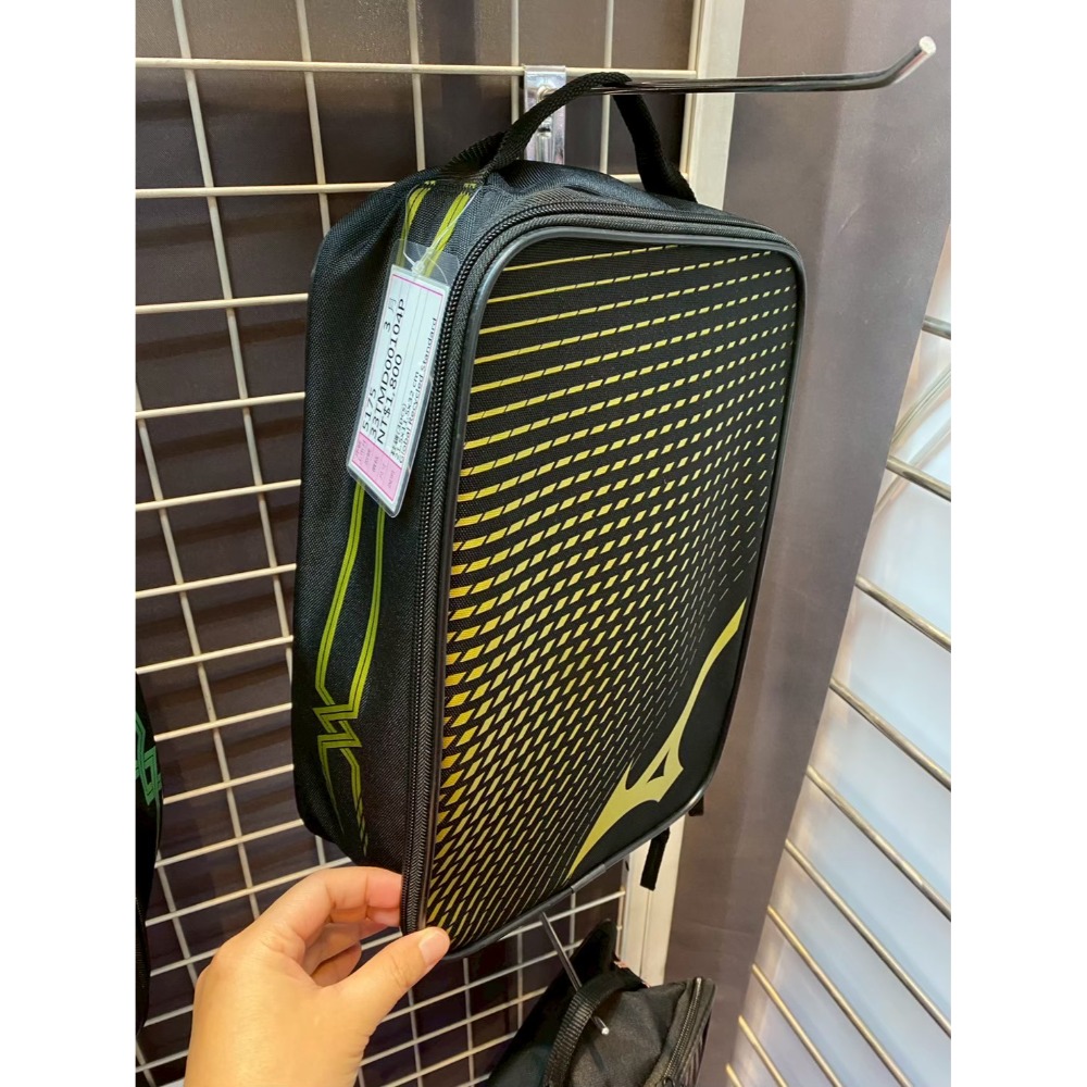 (羽球世家) 美津濃 鞋袋 MIZUNO 提鞋袋 33TMD00102P 黑藍 運動鞋袋 手提鞋帶-規格圖1