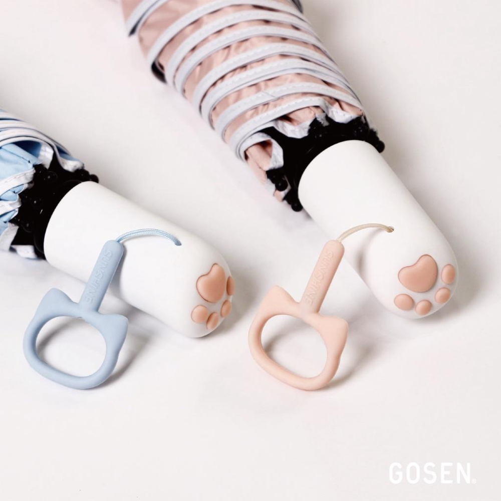（羽球世家） GOSEN 高神 貓咪雨傘 POCHANECO 自動折疊傘 防水遮陽 水藍/粉紅 輕便 好攜帶-細節圖3