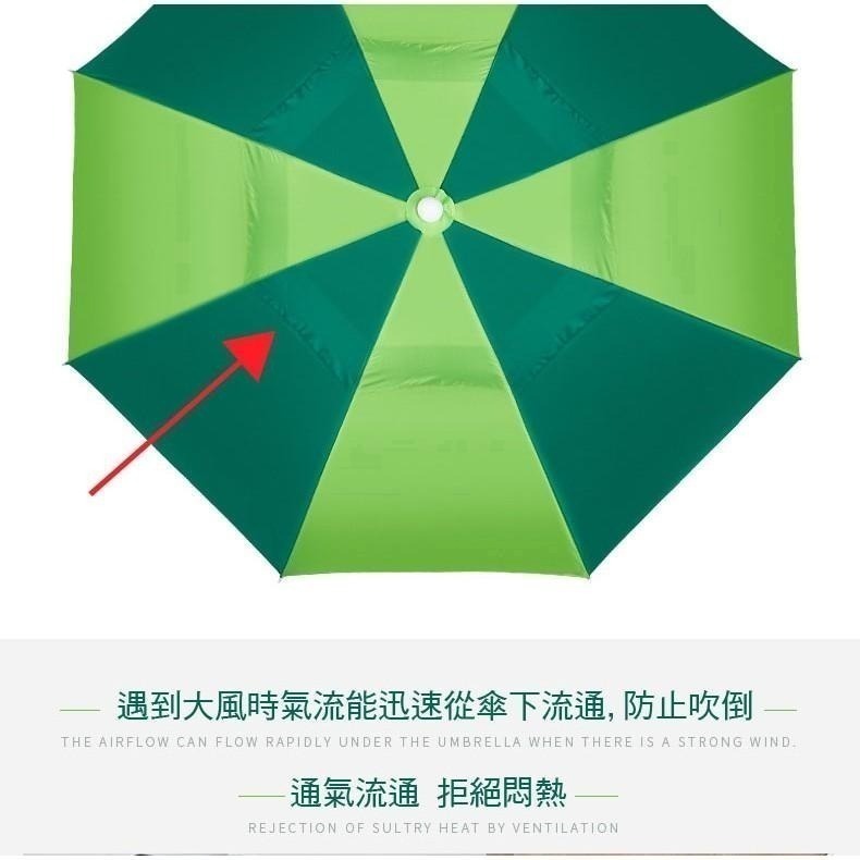 萬向座2.2米黑膠 / 2.6米銀膠通風遮陽傘 超大面遮陽傘 釣魚傘 野餐 雨傘 (傘座需另購)-細節圖9