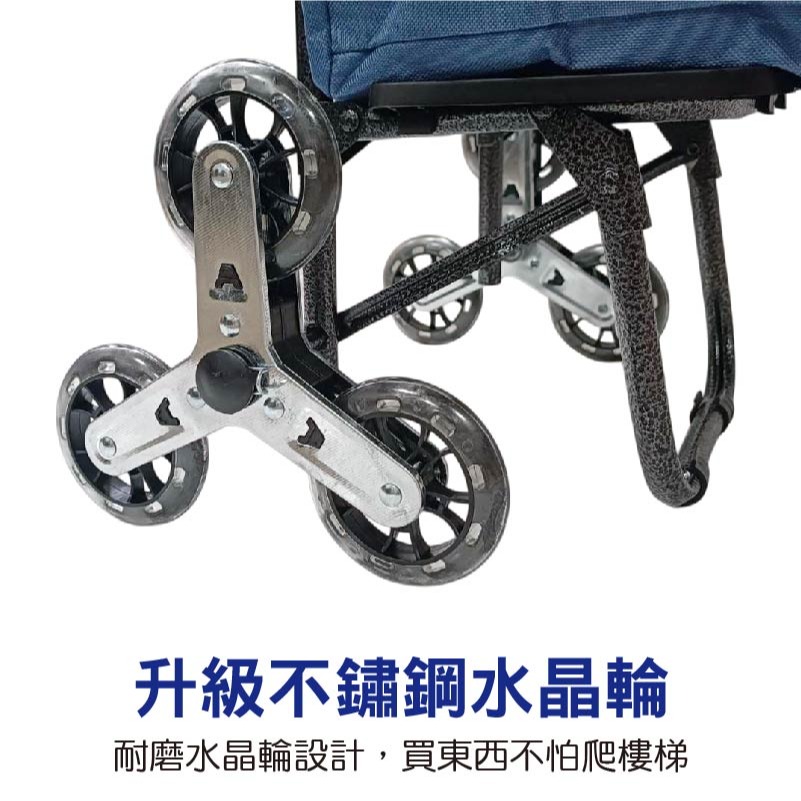 折疊六輪買菜籃車 頂級款水晶輪 爬梯車 購物籃購物袋 拉桿買菜車 輕鬆爬梯車 三輪購物車 可爬樓梯 折疊手推車-細節圖4