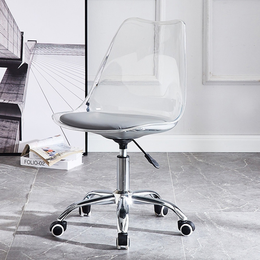 SPF北歐風 台灣現貨 透明旋轉椅化妝椅 電腦椅 網紅透明 臥室轉椅 化妝台 辦公椅 椅子 梳妝椅 電腦椅 餐椅 滑輪椅-規格圖9