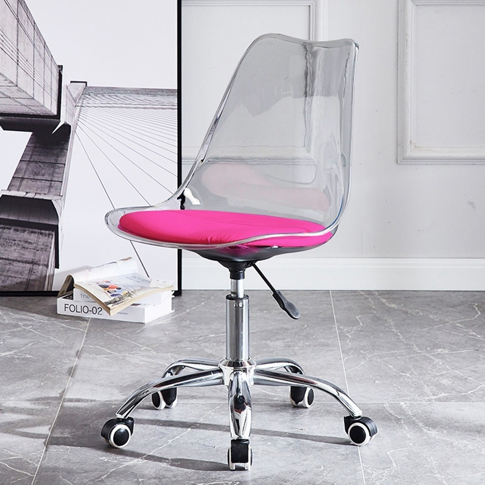 ★★透明灰椅背+糖果粉座墊