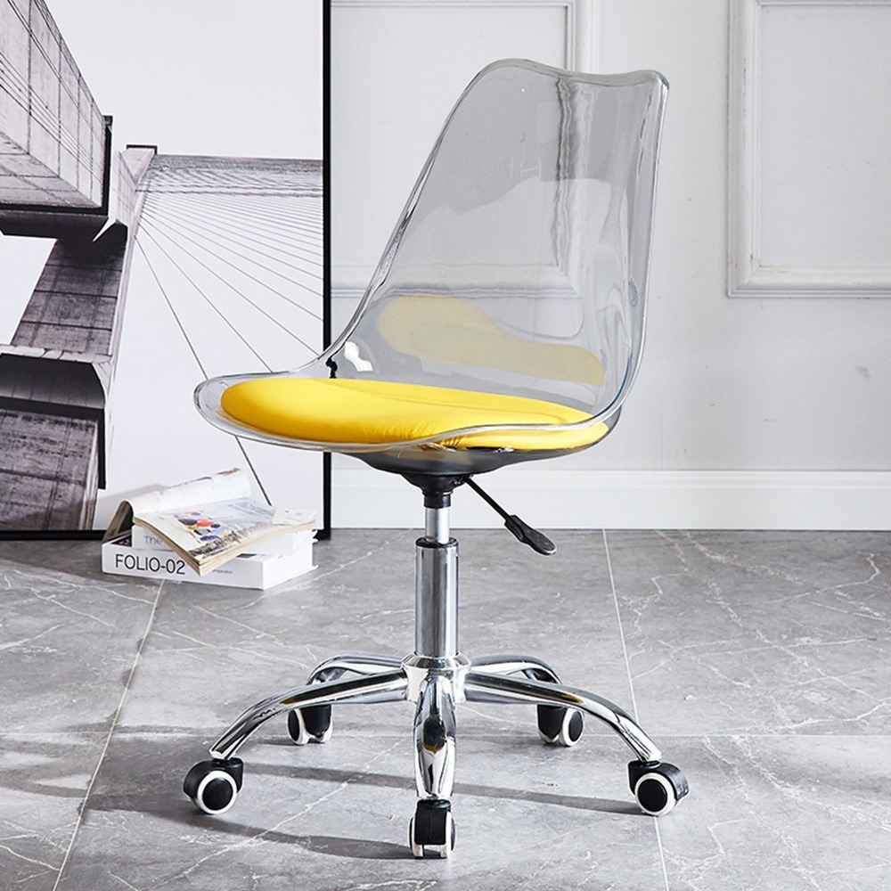 SPF北歐風 台灣現貨 透明旋轉椅化妝椅 電腦椅 網紅透明 臥室轉椅 化妝台 辦公椅 椅子 梳妝椅 電腦椅 餐椅 滑輪椅-規格圖9
