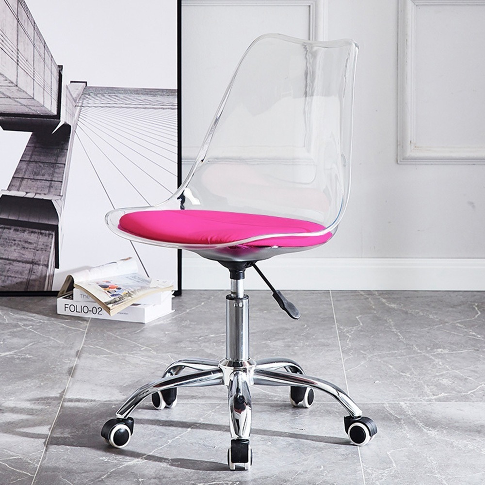 SPF北歐風 台灣現貨 透明旋轉椅化妝椅 電腦椅 網紅透明 臥室轉椅 化妝台 辦公椅 椅子 梳妝椅 電腦椅 餐椅 滑輪椅-規格圖9