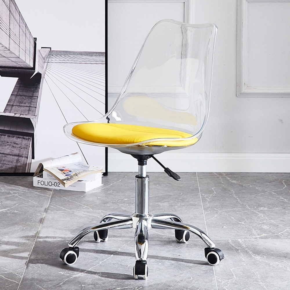 SPF北歐風 台灣現貨 透明旋轉椅化妝椅 電腦椅 網紅透明 臥室轉椅 化妝台 辦公椅 椅子 梳妝椅 電腦椅 餐椅 滑輪椅-規格圖9