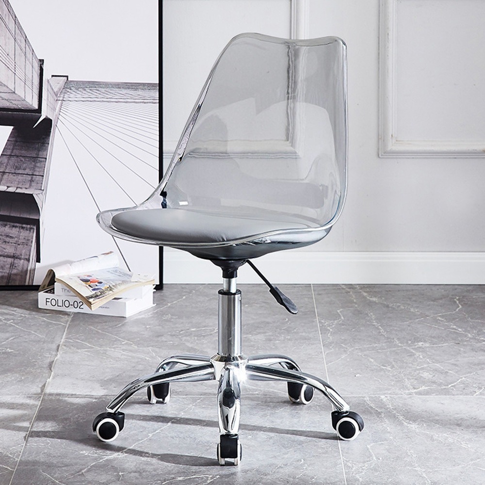 SPF北歐風 台灣現貨 透明旋轉椅化妝椅 電腦椅 網紅透明 臥室轉椅 化妝台 辦公椅 椅子 梳妝椅 電腦椅 餐椅 滑輪椅-規格圖9