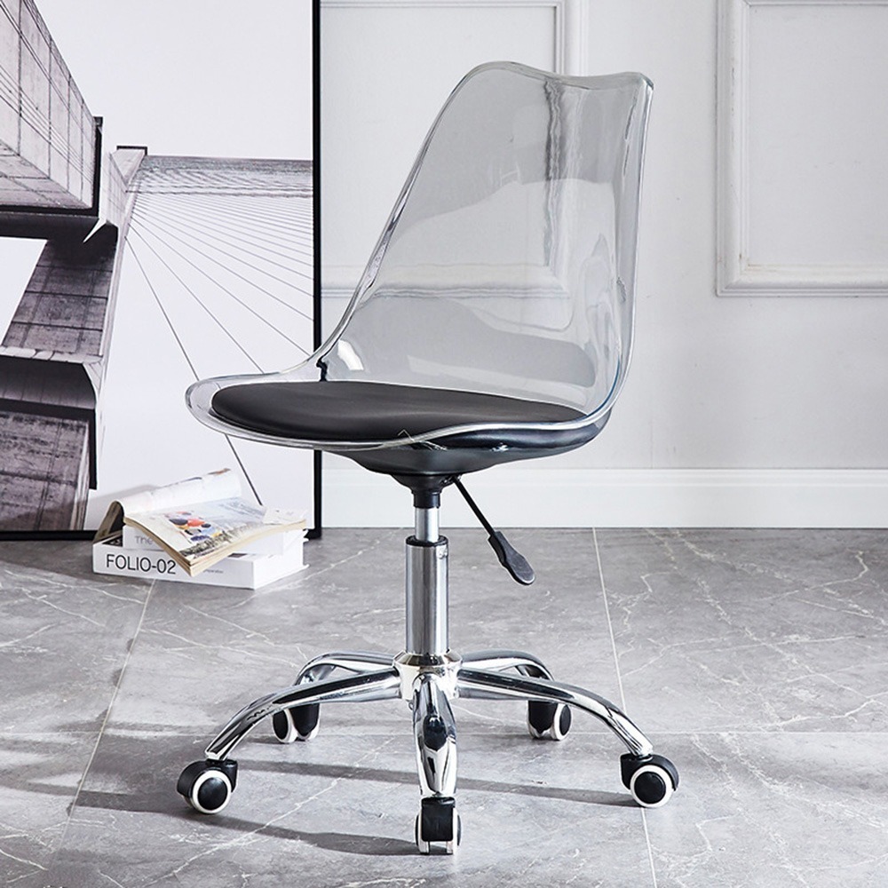 ★★透明灰椅背+鋼琴黑座墊