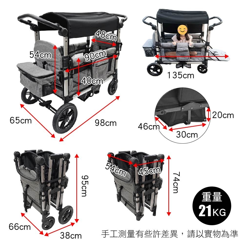 2025新式 白金避震款 歐規露營推車 推拉二用 外銷歐洲專利 拖車 小推車 餐車 折疊推車 快速收納 可拆洗【現貨】-細節圖4