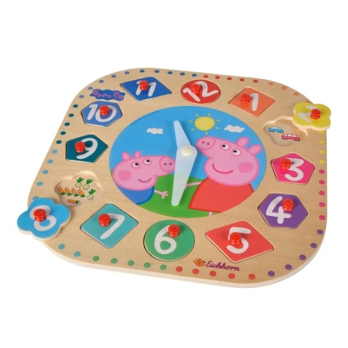 Peppa Pig  粉紅豬小妹 木製學習鐘-細節圖2