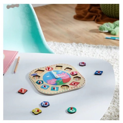 Peppa Pig  粉紅豬小妹 木製學習鐘-細節圖3