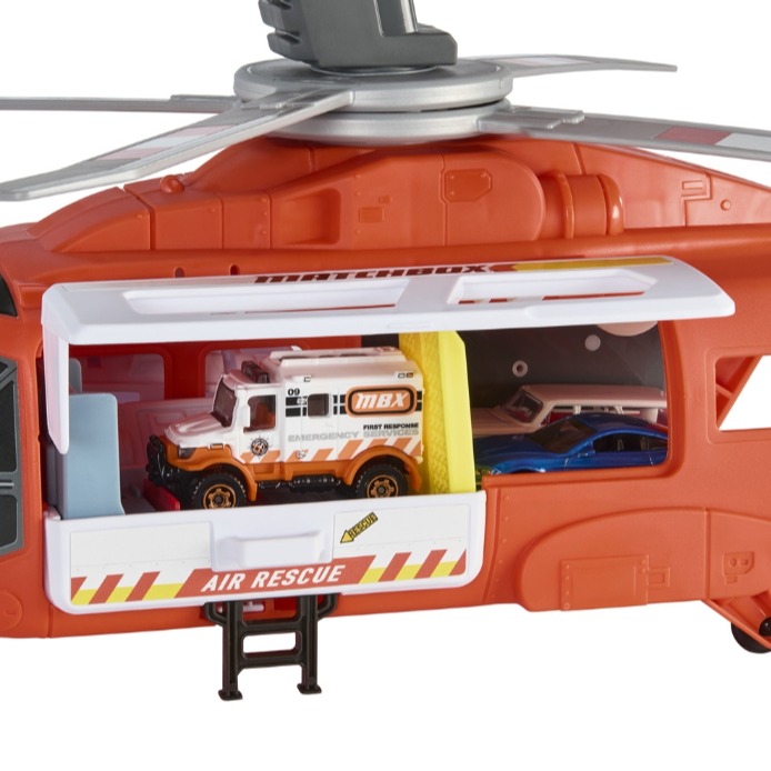 雙11限定 火柴盒小汽車 救援直升機加拖車遊戲組-細節圖6