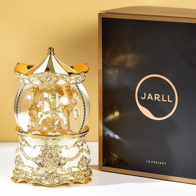 JARLL 讚爾藝術  旋轉木馬(燈光) 水晶球音樂盒 生日 紀念日 告白 結婚禮物 情人節 多款任選-規格圖3
