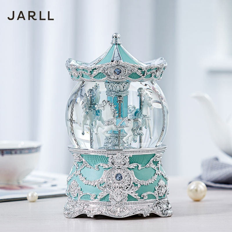 JARLL 讚爾藝術  旋轉木馬(燈光) 水晶球音樂盒 生日 紀念日 告白 結婚禮物 情人節 多款任選-規格圖3