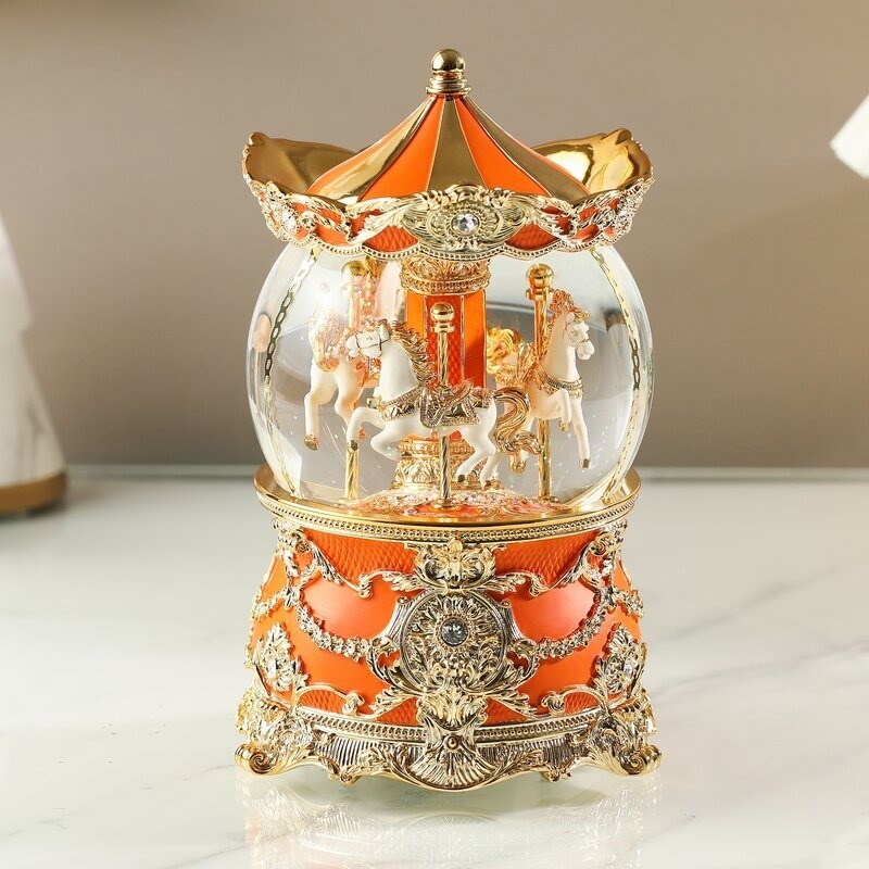 JARLL 讚爾藝術  旋轉木馬(燈光) 水晶球音樂盒 生日 紀念日 告白 結婚禮物 情人節 多款任選-規格圖3